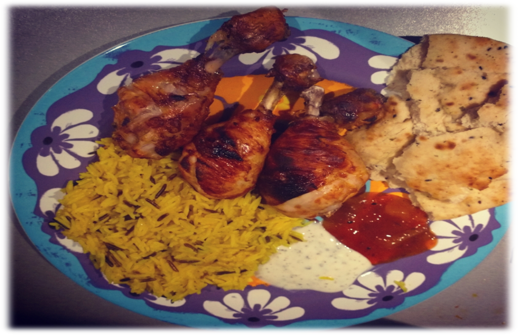 Homemade Tandoori Chicken, Pilau Rice and Raita